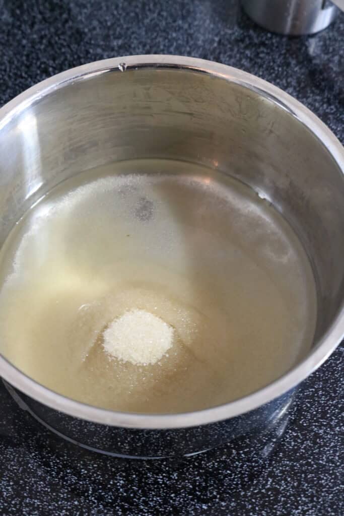 sugar and water in a saucepan