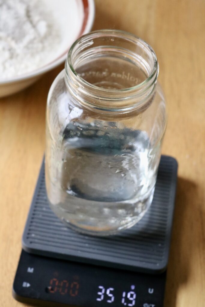 jar of water on a scale