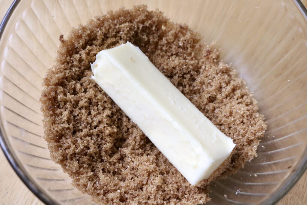 sugar and butter in a glass bowl