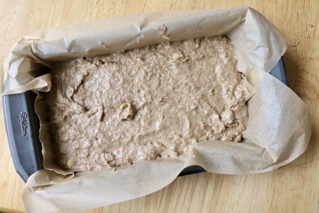 batter in a bread pan